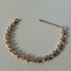 Gold-tone and Crystal Design Bracelet